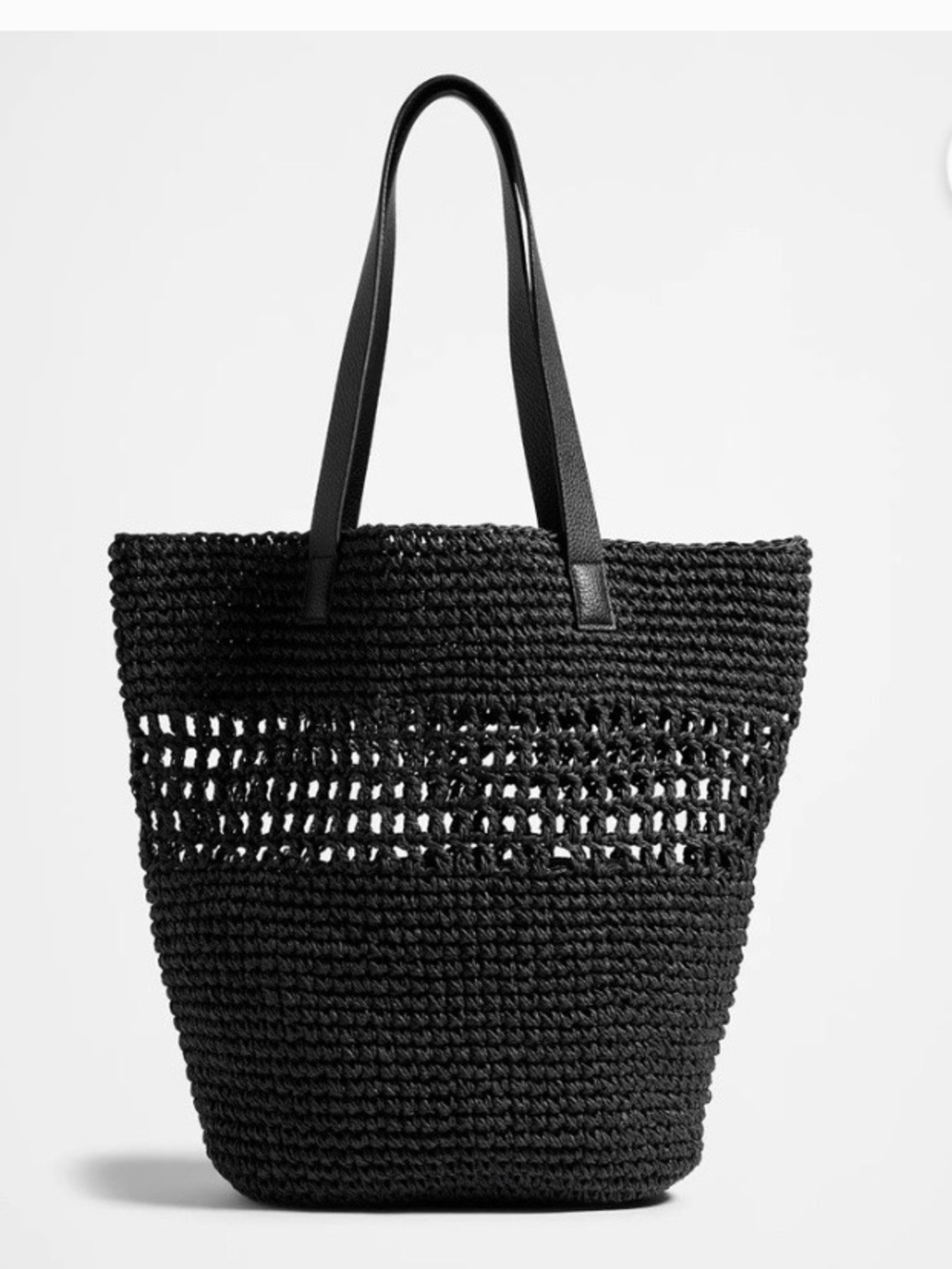 Banana Republic Woven Open-Weave Tote Bag in Black